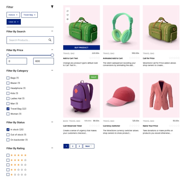 Product Filtering – Variation 8